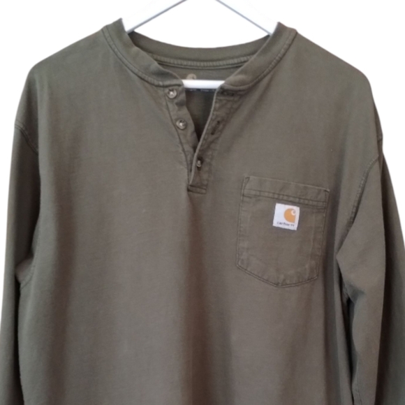Carhartt Henley Shirt Men's Olive Green Large - Picture 1 of 7